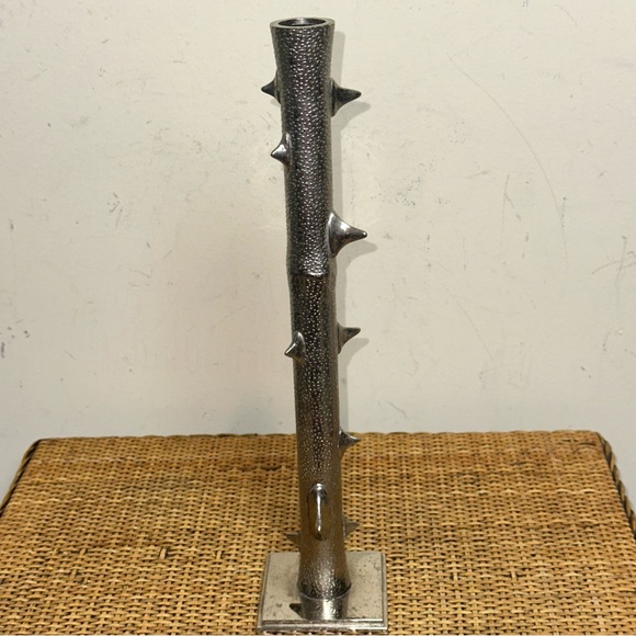 Michael Aram 13” Silver Thorn Candlestick Neiman Marcus Nature Home Decor 3D